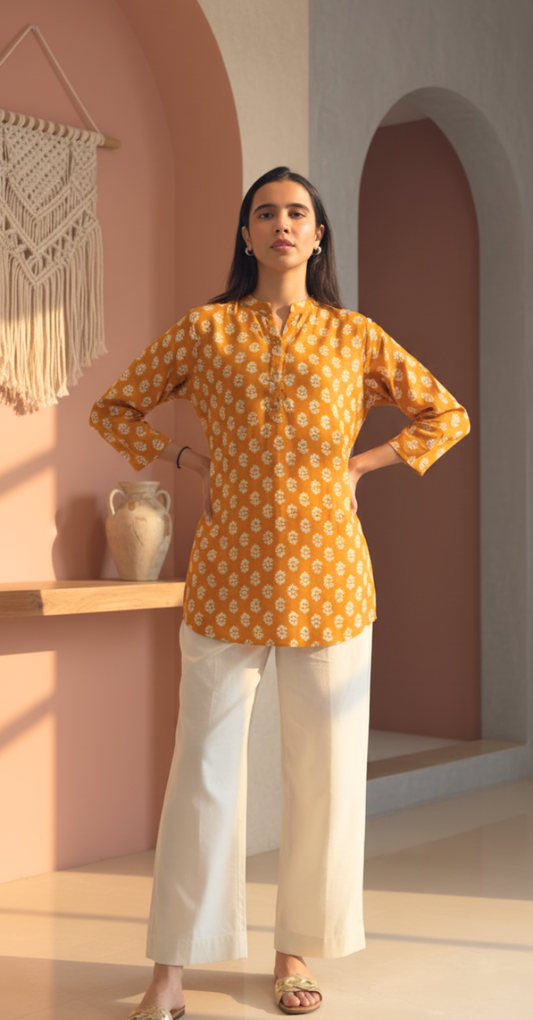 Marigold Buti Print Tunic