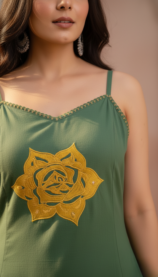 Lotus Motif Strappy Co-ord Set