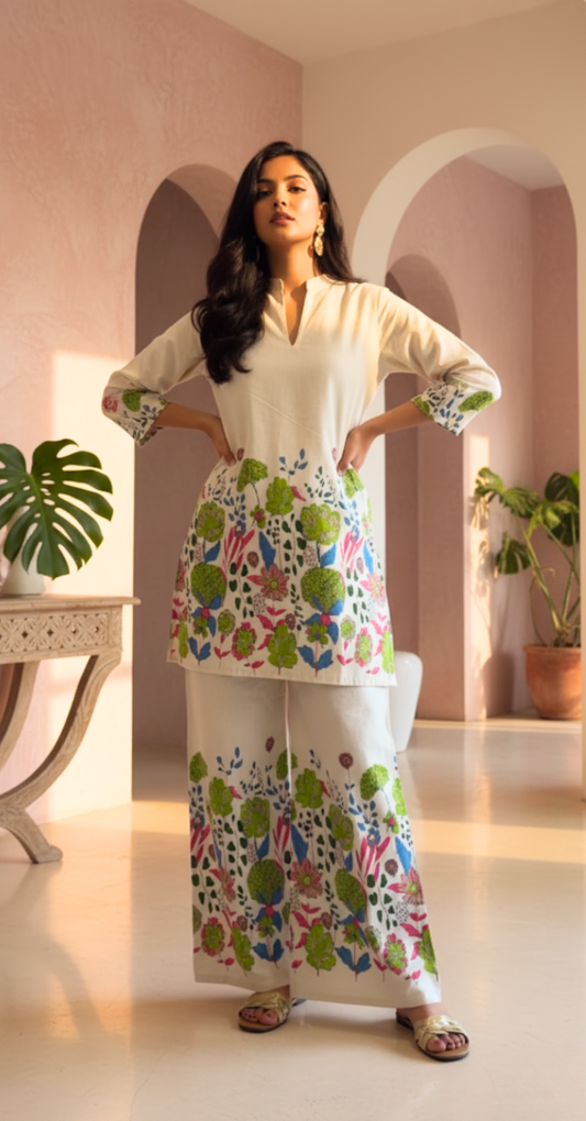 Tropical Garden Flower Print Co-ord Set