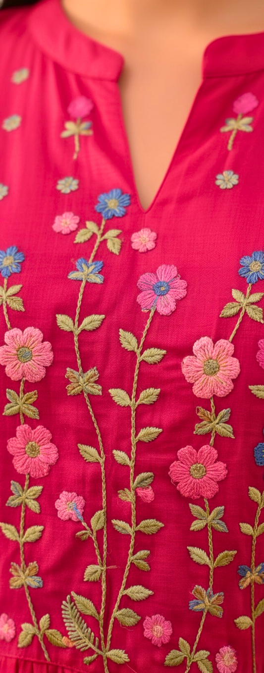Fuchsia Garden Embroidered Anarkali Set